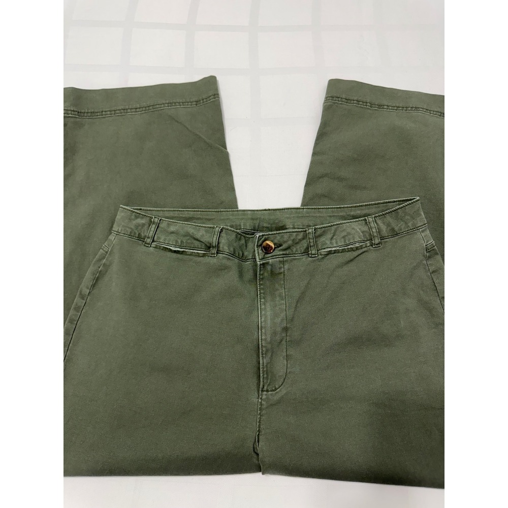 Old Navy Womens Size 16 Wide Leg Pants Olive Green High Waisted Twill Trousers